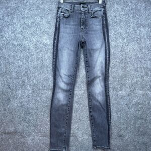 Mother Jeans Women 24 Grey High Waisted Looker Miss Moody Two Shoes Racer Stripe